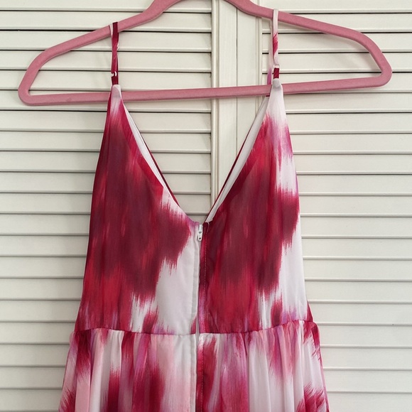 Floor length pink watercolor gown size 4 - Picture 4 of 6